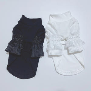 เสื้อเบสสำหรับสัตว์เลี้ยงฤดูใบไม้ผลิและฤดูร้อน แขนยาว แต่งลูกไม้ สไตล์วัง สำหรับแมวและสุนัข - Product Image 4