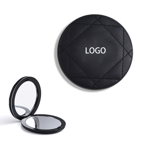 Customizable Personalized Luxury Mini Round Black Other Material <b>Double</b> <b>Sided</b> Cosmetic Pocket <b>Mirror</b> Purse - Product Image 1
