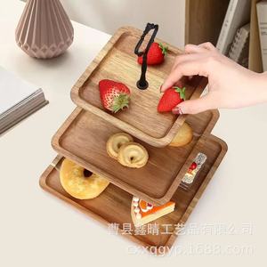 Acacia Wood <b>3</b> <b>Tier</b> Dessert Tray Square Reusable <b>Cake</b> <b>Stand</b> For Party Adult Modern Style - Product Image 3