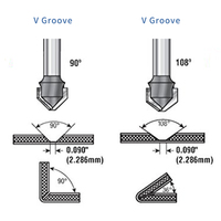 WEIX Fraise à rainurer en V à 2 dents en carbure/diamant 90/108/135 degrés pour composite d'aluminium et tôle ACP