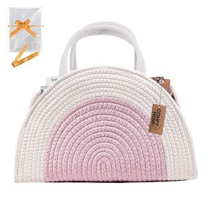 Grand support de rangement et panier pour couches en corde de coton Article essentiel pour les nouveau-nés Cadeau de douche de bébé pour garçons et filles - Product Image 3