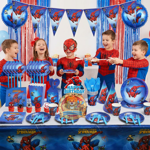 Décoration de fête de super-héros <span class=keywords><strong>Spiderman</strong></span>, décoration d'anniversaire pour enfants, ballons en papier, vaisselle jetable compostable, ensembles de serviettes et de gobelets - Product Image 3