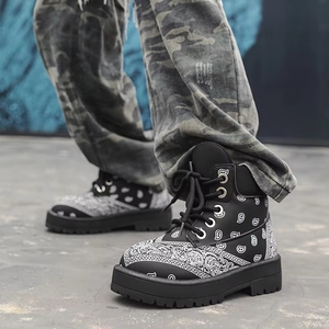 Nouvelles Bottes Montantes Homme 2026 en Dentelle Fleur de Cachemire, Style Rétro, Semelle Épaisse Rehaussante, Modèle Utilitaire - Product Image 4
