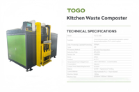 Machine de compostage des déchets alimentaires entièrement automatique certifiée CE, marque TOGO, haute sécurité, cycle 24H, contrôlée par PLC, moteur 300KG/J