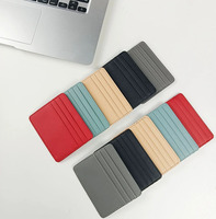 Paling Populer Logo kustom lembut sapi Pebble PU kulit dompet kartu kredit pria wanita ramping saku tempat kartu Id