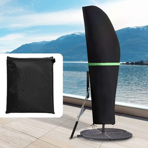 Housse de parasol d'extérieur en polyester noir imperméable, forme banane, design minimaliste pour terrasse - Product Image 1