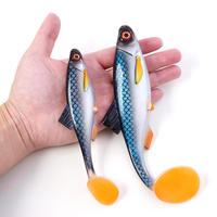 3D Eyes T-Tail Soft Silicone Bass Appât Artificiel Multicolore Naufrage Rapide Leurre de Pêche en Mer Profonde pour Marlin Mer Bateau Pêche