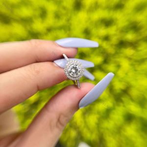 Dylam Eternity Popular <b>Circle</b> 1 Carat Round Zircon Stone Engagement Silver <b>Ring</b> Sterling Silver Round Diamond <b>Rings</b> - Product Image 2