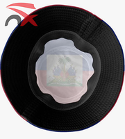 Casquettes en polyester de conception promotionnelle, impression intégrale, cadeau de voyage, chapeau bob avec drapeau haïtien pour la pêche