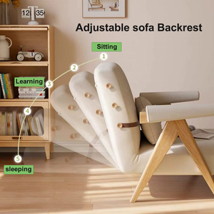 Canapé-lit moderne nordique petit 3 en 1 pour dormir, se détendre, pliable, avec accoudoirs, fauteuil avec dossier réglable sur 6 niveaux - Product Image 5