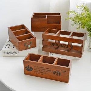 Wooden Cosmetic Storage <b>Box</b> Solid Wood Rectangular Retro Style Sundry Organizer Desktop Storage <b>Box</b> Customizable Size Engraved - Product Image 1