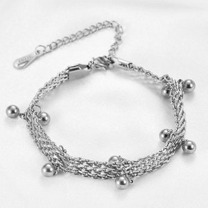 Pulsera de cadena chapada en oro con dijes de bolas apilables para mujer, regalo de joyería - Product Image 3