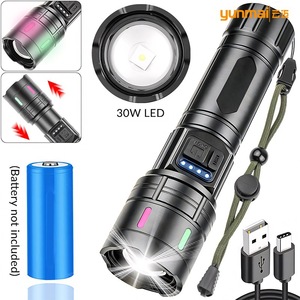 High Power LED <b>Flashlight</b> With Telescopic Zoom <b>Rechargeable</b> Battery Outdoor Portable White Light - Product Image 4