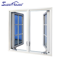 Ventana francesa/abatible de aleación de aluminio barata Superhouse con barra de Colonia y certificado a prueba de huracanes NFRC