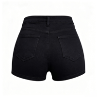 Shorts en jean taille haute pour femme, effet push-up, sans poches, en denim extensible, vente en gros