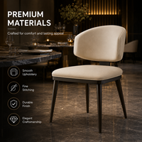 Chaise de salle à manger moderne et élégante, assise rembourrée crème avec pieds en bois massif pour hôtel, restaurant, usage commercial