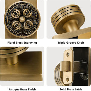 Koppalive Bouton de porte de passage de confidentialité sécurisé en laiton massif antique avec plaque arrière - Product Image 4