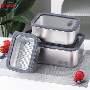 Factory Customization Leakproof 304 Stainless Lunch Box Rectangular Sealed <b>Kitchen</b> Food Container With Glass Cover - Product Image 4