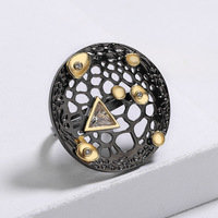 Bijoux gothiques créatifs KYRA01657 anneau en Zircon plaqué pistolet noir pour femmes