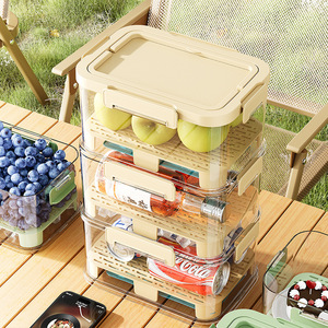 Portable Food Storage Container Rectangle Clip On Lid For Camping Picnic Fruit Storage With Ventilated Tray - Product Image 3