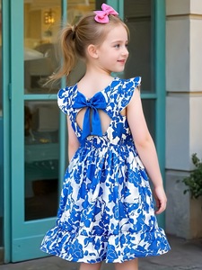 Vestido Estampado para Niñas, Verano 2026, Estilo Princesa con Lazo, Falda Moderna, Estilo Vacaciones en la Playa - Product Image 3