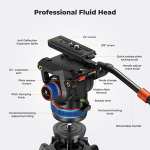 ขาตั้งกล้องวิดีโอแบบ Heavy Duty ยี่ห้อ K&F Concept ขนาด 75 นิ้ว พร้อมหัว Fluid Head ปรับแรงหน่วงได้ รับน้ำหนักได้สูงสุด 22 ปอนด์/10 กิโลกรัม พร้อมแผ่น QR - Product Image 2