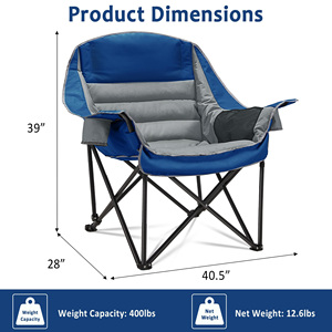 Silla de Camping Extra Grande, Plegable y Portátil, para Playa o Pesca, con Bolsillo Lateral y Portavasos - Product Image 3