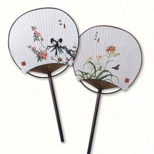 พัดกระดาษแบบกำหนดเองขนาด 24 ซม. พร้อมปลอกกระดาษ พัดมือทรงกลมแบบวินเทจ สำหรับเป็นของขวัญ - Product Image 1