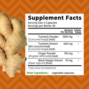 Cápsulas de Cúrcuma y Curcumina al por Mayor con Extracto de Pimienta Negra, Favorecen la Salud de las Articulaciones, Píldoras Veganas de Suplemento Inmunológico - Product Image 2