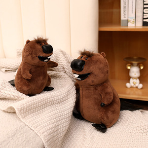 Carino castoro giocattolo imbottito lontra topo marmotta bambola transfrontaliera peluche cuscino lavato Stress sollievo regalo all'ingrosso - Product Image 2