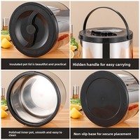 Termo de Acero Inoxidable, Moderno, Minimalista, de Gran Capacidad, Aislado, para Uso Comercial, Termo para Almuerzo, Portátil para el Hogar