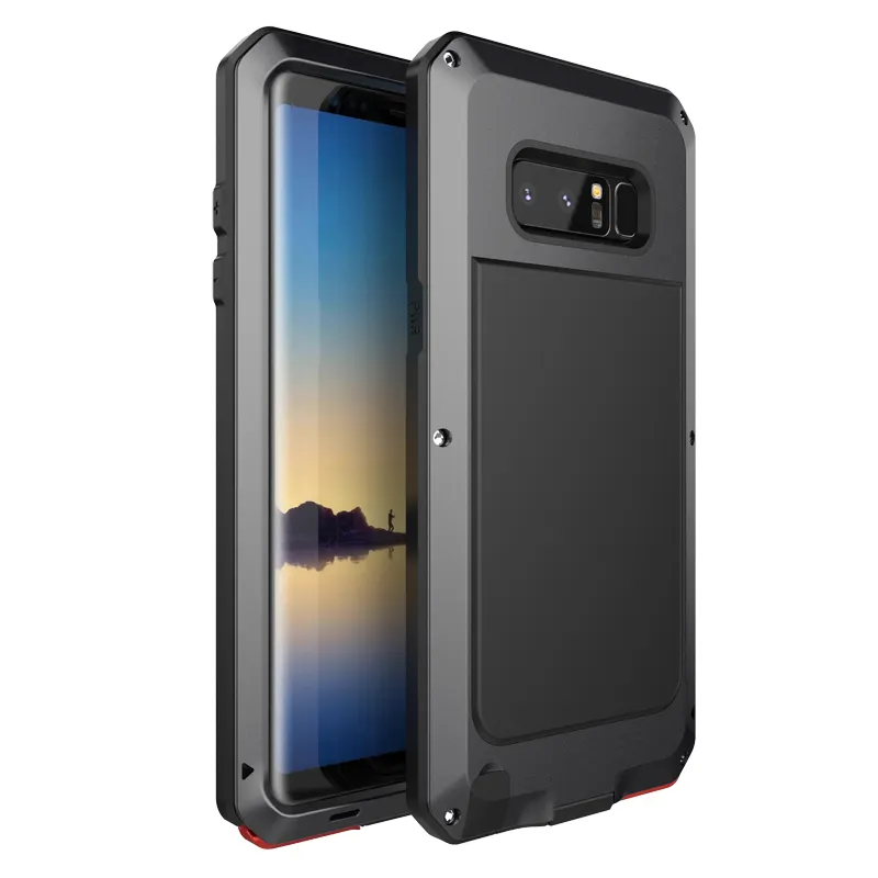 Metal Bumper Silicone Case Full Body Cover Heavy Duty Armor Impact Rugged Tough Case for Samsung Note 8