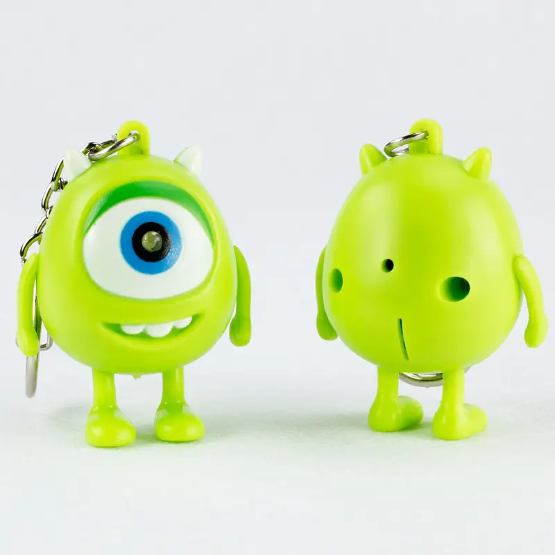 Porte-clés avec lampe de poche en plastique vert Offre Spéciale cadeaux promotionnels porte-clés créatif avec son LED Big Eye Monster