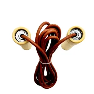 <span class=keywords><strong>Corde</strong></span> de vitesse en cuir véritable réglable, poignée en bois pivotante, parfait <span class=keywords><strong>pour</strong></span> l'entraînement physique de Cardio - Product Image 1