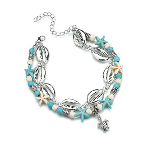 Tobilleras de estrella de mar de tortuga con cuentas de concha Vintage para mujer, pulsera de tobillo hecha a mano con cuentas, joyería para pies, tobilleras de concha - Product Image 4