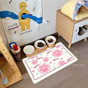 Pet Food <b>Mat</b> Black With Paw Print Pattern Non Slip Leak Proof Easy To Clean For <b>Cats</b> And Dogs - Product Image 4