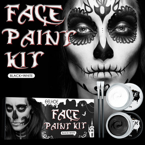 <span class=keywords><strong>Pintura</strong></span> Facial y Corporal Negra y Blanca EELHOE para Halloween, Maquillaje Creativo para Disfraces, Diseños <span class=keywords><strong>de</strong></span> Calaveras <span class=keywords><strong>de</strong></span> Zombis para Fiestas, Cosplay y Eventos - Product Image 1