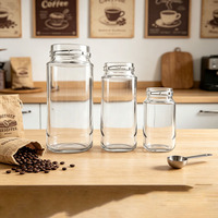 Vente en gros OEM - Pot à café carré transparent personnalisé avec couvercle à vis en plastique doré - Emballage en verre pour le stockage des grains de café instantané