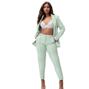 Sesimple celana panjang wanita, setelan <span class=keywords><strong>2</strong></span> potong celana panjang warna polos modis - Product Image 1