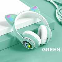 Auriculares inalámbricos con luz Flash y micrófono para niños y niñas, cascos con orejas de gato, LED, regalo
