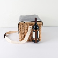 Panier de pique-nique en rotin de saule, en bambou, pliable, personnalisé, pour 4 personnes, kit de panier de pique-nique en osier, vente en gros