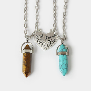 Gran oferta, mejores amigos, accesorios de corazón de plata neutra, joyería Punk, collar con Colgante de Piedra geométrica multicolor, regalos para mujeres - Product Image 5
