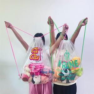 Sac à cordon transparent en PVC étanche personnalisé-Cadeaux promotionnels avec logo imprimé avec design réutilisable pour le commerce électronique, les festivals et l'image <span class=keywords><strong>de</strong></span> marque - Product Image 3