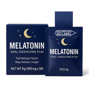 Film oral à dissolution rapide de mélatonine de qualité alimentaire, complément alimentaire avec vitamine, OEM ODM, favorise la santé du sommeil, bandes orales - Product Image 1