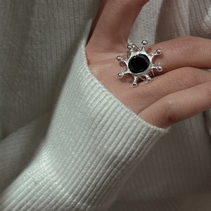 S925 Sterling Silver Simple Blogger Style Ring Version coréenne Conception de niche avec pierre d'agate coupée en gros - Product Image 1