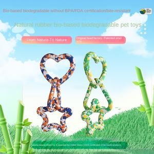 Toptan XUNQU Marka Çevre Dostu İnteraktif Kauçuk Evcil Hayvan Oyuncağı <span class=keywords><strong>3</strong></span> Bağlantılı Halka Büyük Köpekler 306g Biyobozunur Yatıştırıcı Isırma Oyuncağı - Product Image 6