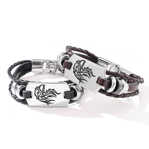 Pulsera de cuero con diseño de halcón, cuerda trenzada de PU negra y marrón, regalo de joyería para hombres y mujeres, accesorio de moda - Product Image 1