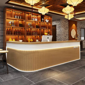 Mostrador moderno de madera para bar de vinos, restaurante, club nocturno, Mostrador de bar, Mostrador de bar en forma de L - Product Image 6