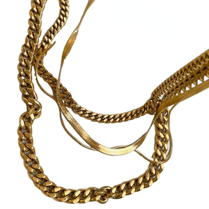 Cadena de Acero Inoxidable Chapada en Oro de 18K, Cadena Cubana Gruesa, Cadena de Serpiente - Product Image 1