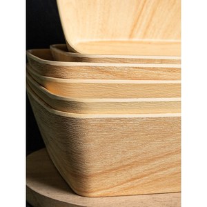 Plato Rectangular con Diseño de Madera Sintética, Plato Cuadrado para Servir Comida para Llevar, para Uso en Hoteles, Cafeterías y Salones de Té - Product Image 3